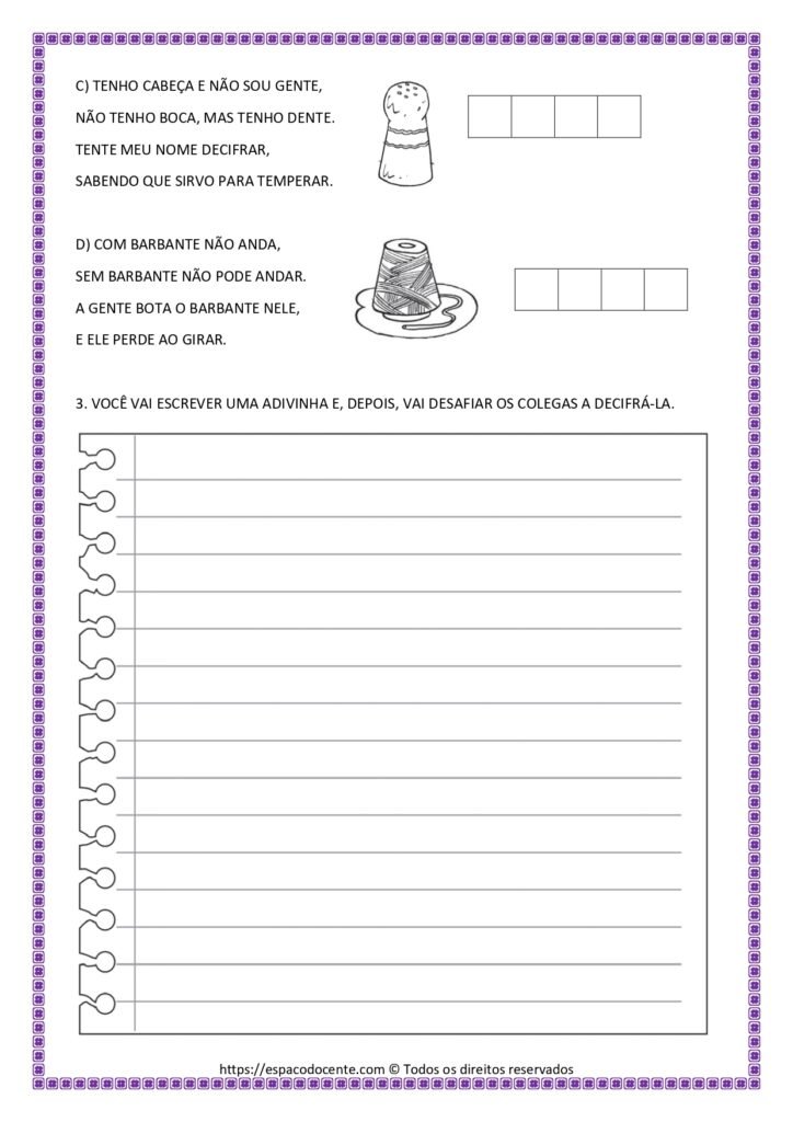 Atividades de interpretação de texto Adivinhas 1º ano do Ensino Fundamental, com planejamento alinhado à BNCC.